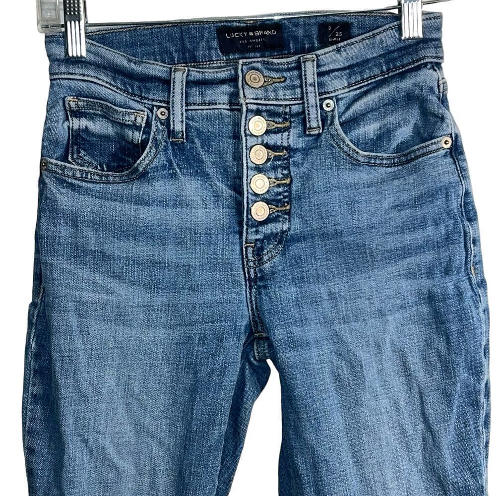 Lucky Brand Button Fly High Rise Skinny Bridgette Ankle | Size 0/25 - Picture 3 of 7